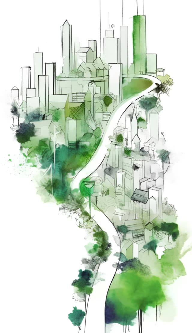 Arte digital, arbol con un circuito de fondo, simbolizando la consultoría ESG