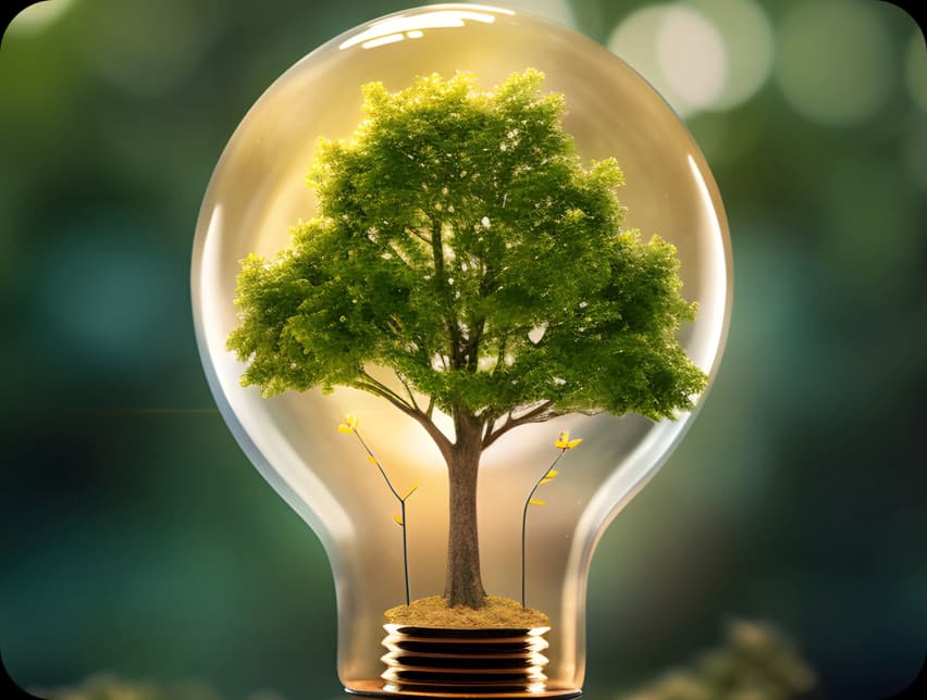 Foco con arbol en su interior, iluminación inteligente