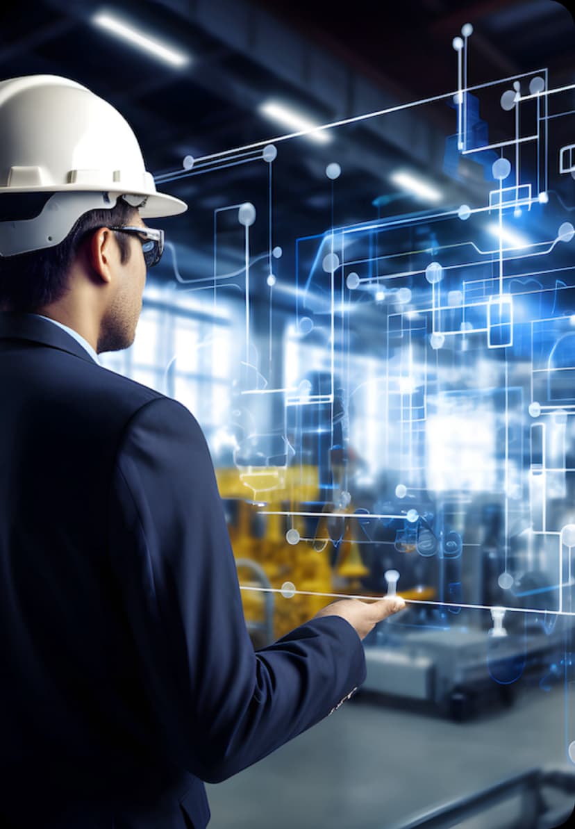 Ingeniero analizando datos de un edificio inteligente
